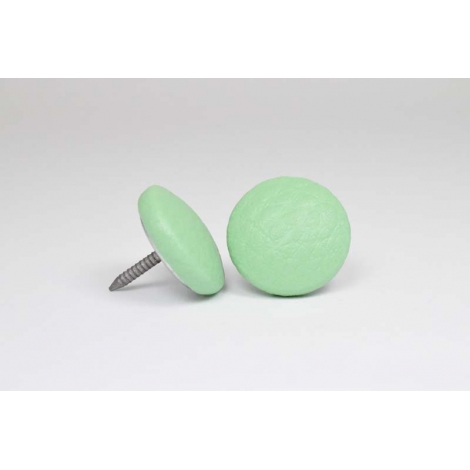 Bouton à clou recouvert de simili cuir vert menthe
