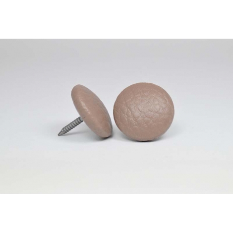 Bouton à clou recouvert de simili cuir taupe