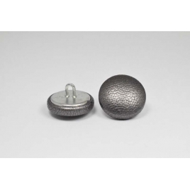 Bouton à anneau recouvert de cuir de chèvre gris acier