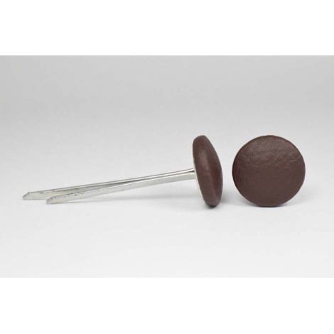 Bouton à languettes recouvert de simili cuir chocolat