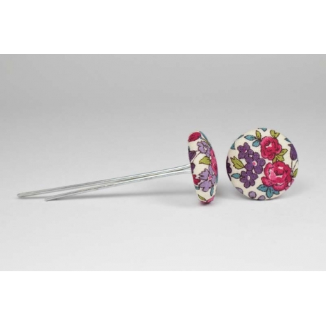 Bouton à languettes recouvert de tissu Liberty Frou Frou poussière d'or