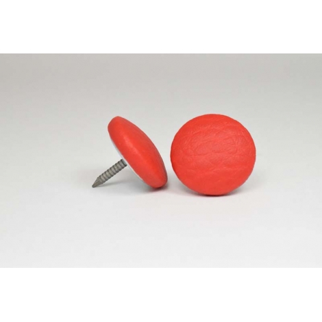 Bouton à clou recouvert de simili cuir rouge