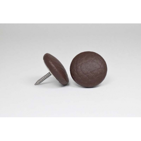 Bouton à clou recouvert de simili cuir chocolat